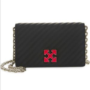 NEW Off-White Virgil Abloh Black Jitney 0.5 Arrow Logo Leather Crossbody Bag